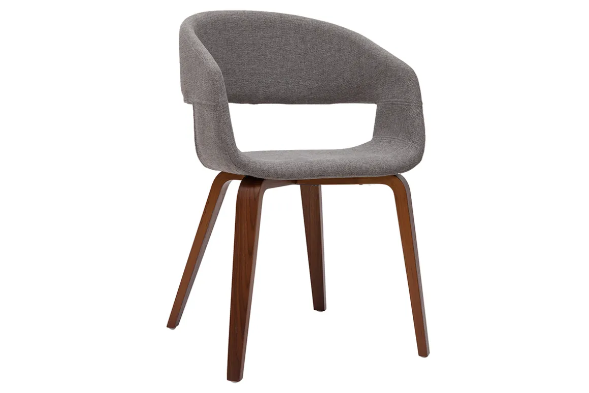 Miliboo Chaise Design-Chaises design en tissu gris et pieds en bois foncé noyer (lot de 2) SLAM