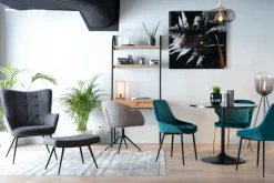 Miliboo Chaise Design-Chaises design en tissu gris et métal noir (lot de 2) HOLO