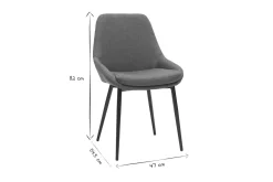 Miliboo Chaise Design-Chaises design en tissu gris et métal noir (lot de 2) HOLO