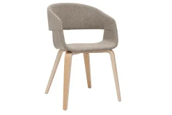 Miliboo Chaise Design-Chaises design en tissu taupe et bois clair (lot de 2) SLAM