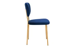 Miliboo Chaise Design-Chaises design en tissu velours bleu foncé et métal doré (lot de 2) LEPIDUS