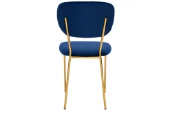 Miliboo Chaise Design-Chaises design en tissu velours bleu foncé et métal doré (lot de 2) LEPIDUS