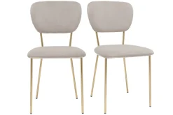Miliboo Chaise Design-Chaises design en tissu velours gaufré taupe et métal doré (lot de 2) LEPIDUS