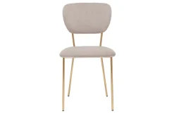 Miliboo Chaise Design-Chaises design en tissu velours gaufré taupe et métal doré (lot de 2) LEPIDUS