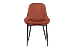Miliboo Chaise Design-Chaises design en tissu velours rouge tomette et métal noir (lot de 2) HOLO