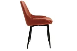 Miliboo Chaise Design-Chaises design en tissu velours rouge tomette et métal noir (lot de 2) HOLO