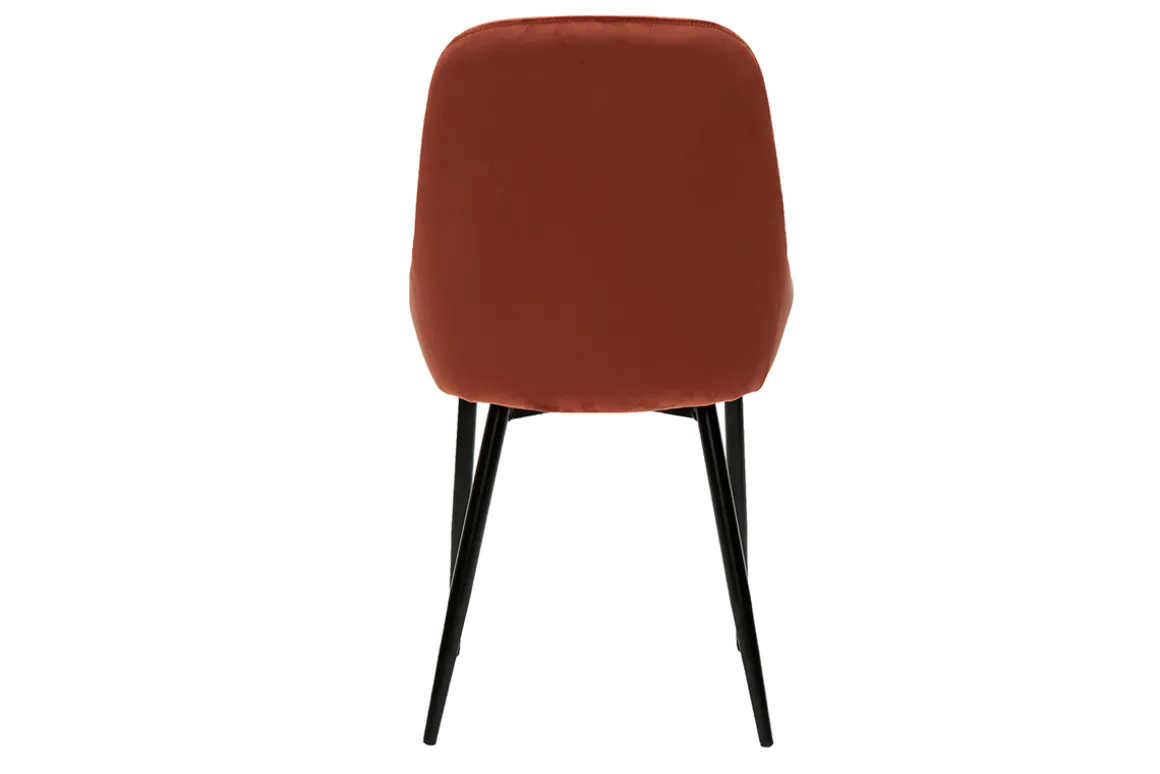 Miliboo Chaise Design-Chaises design en tissu velours rouge tomette et métal noir (lot de 2) HOLO