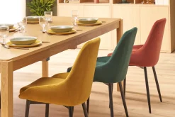 Miliboo Chaise Design-Chaises design en tissu velours rouge tomette et métal noir (lot de 2) HOLO