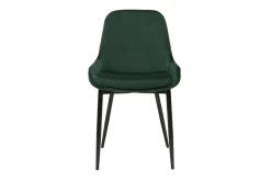 Miliboo Chaise Design-Chaises design en tissu velours vert foncé et métal noir (lot de 2) HOLO