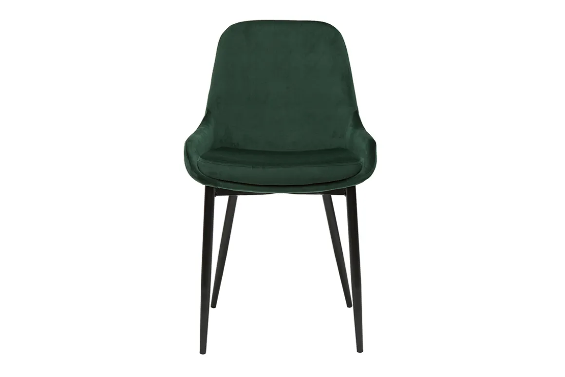 Miliboo Chaise Design-Chaises design en tissu velours vert foncé et métal noir (lot de 2) HOLO