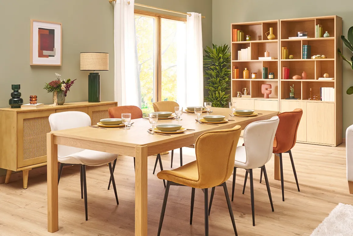 Miliboo Chaise Design-Chaises design en tissu velours côtelé beige et métal noir (lot de 2) ADDICT