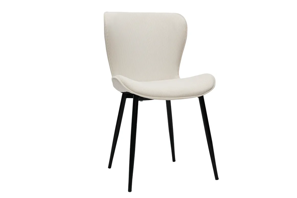 Miliboo Chaise Design-Chaises design en tissu velours côtelé beige et métal noir (lot de 2) ADDICT
