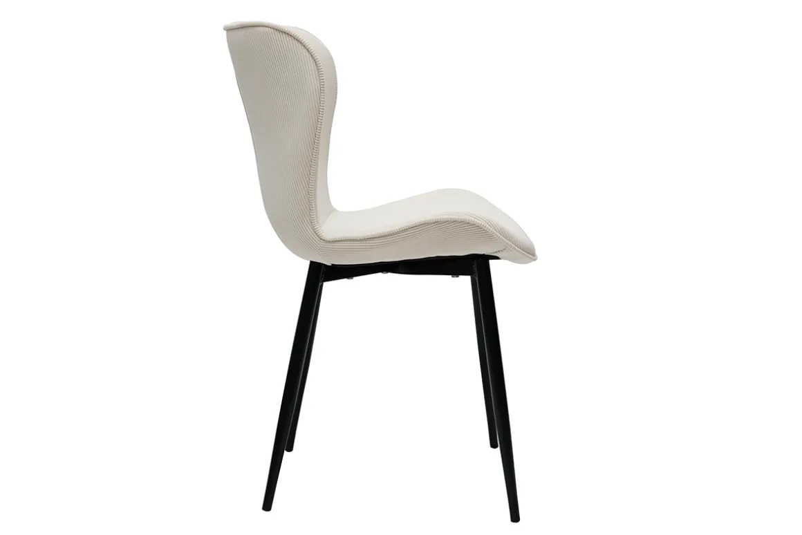 Miliboo Chaise Design-Chaises design en tissu velours côtelé beige et métal noir (lot de 2) ADDICT