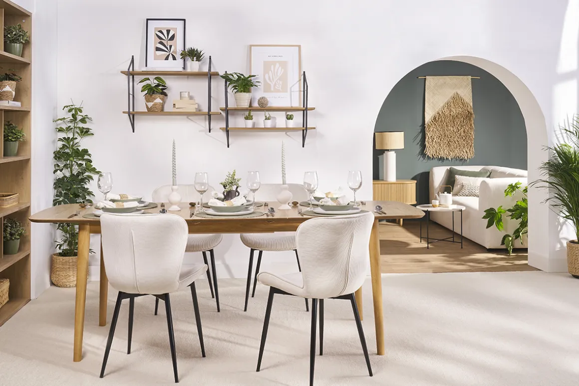 Miliboo Chaise Design-Chaises design en tissu velours côtelé beige et métal noir (lot de 2) ADDICT