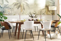 Miliboo Chaise Design-Chaises design en tissu velours côtelé beige et métal noir (lot de 2) ADDICT