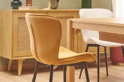 Miliboo Chaise Design-Chaises design en tissu velours côtelé jaune curry et métal noir (lot de 2) ADDICT