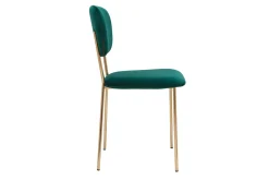 Miliboo Chaise Design-Chaises design en tissu velours gaufré vert foncé et métal doré (lot de 2) LEPIDUS