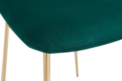 Miliboo Chaise Design-Chaises design en tissu velours gaufré vert foncé et métal doré (lot de 2) LEPIDUS