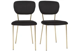 Miliboo Chaise Design-Chaises design en tissu velours noir et métal doré (lot de 2) LEPIDUS