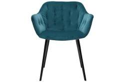 Miliboo Chaise Design-Chaises design en tissu velours bleu pétrole et métal noir (lot de 2) BURTON
