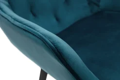 Miliboo Chaise Design-Chaises design en tissu velours bleu pétrole et métal noir (lot de 2) BURTON