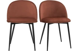 Miliboo Chaise Design-Chaises design en tissu velours rouge tomette et métal noir (lot de 2) CELESTE