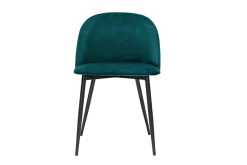Miliboo Chaise Design-Chaises design en tissu velours bleu pétrole et métal noir (lot de 2) CELESTE