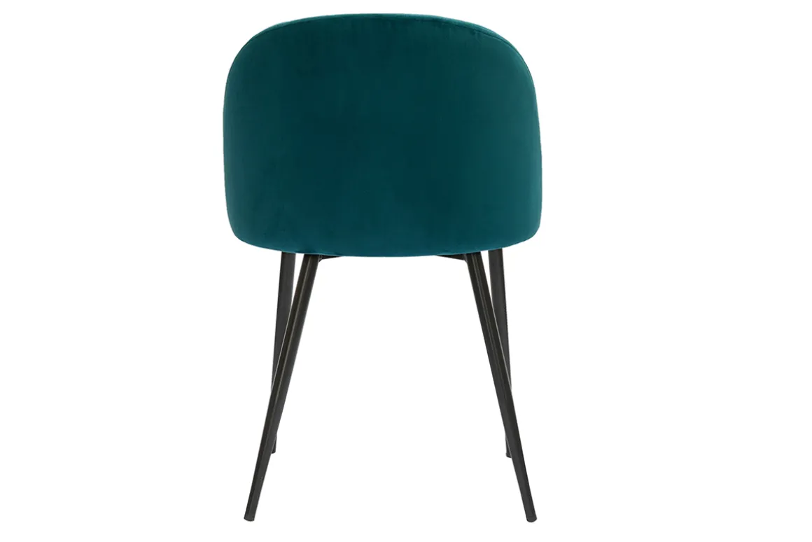 Miliboo Chaise Design-Chaises design en tissu velours bleu pétrole et métal noir (lot de 2) CELESTE