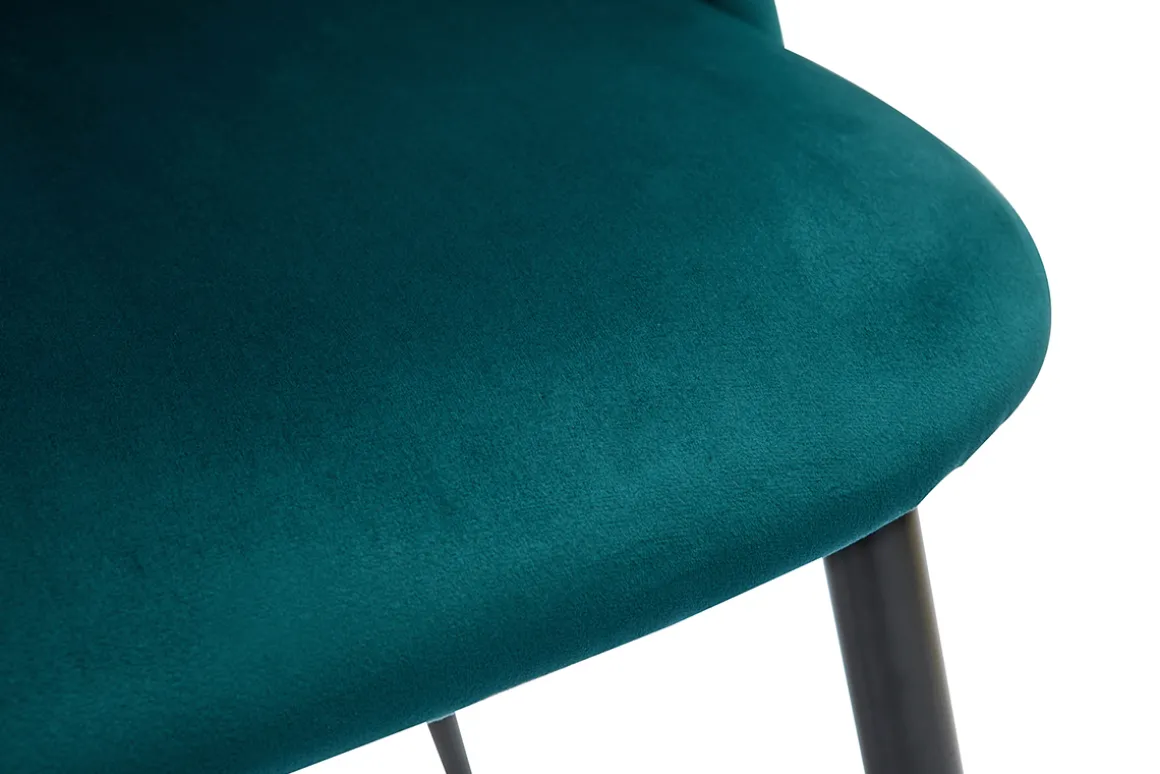 Miliboo Chaise Design-Chaises design en tissu velours bleu pétrole et métal noir (lot de 2) CELESTE