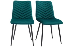 Miliboo Chaise Design-Chaises design en tissu velours bleu pétrole et métal noir (lot de 2) PUMPKIN