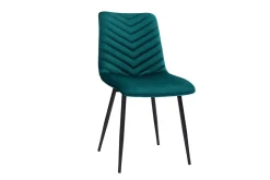 Miliboo Chaise Design-Chaises design en tissu velours bleu pétrole et métal noir (lot de 2) PUMPKIN