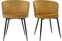 Miliboo Chaise Design-Chaises design en tissu velours bronze et métal noir (lot de 2) SERIF