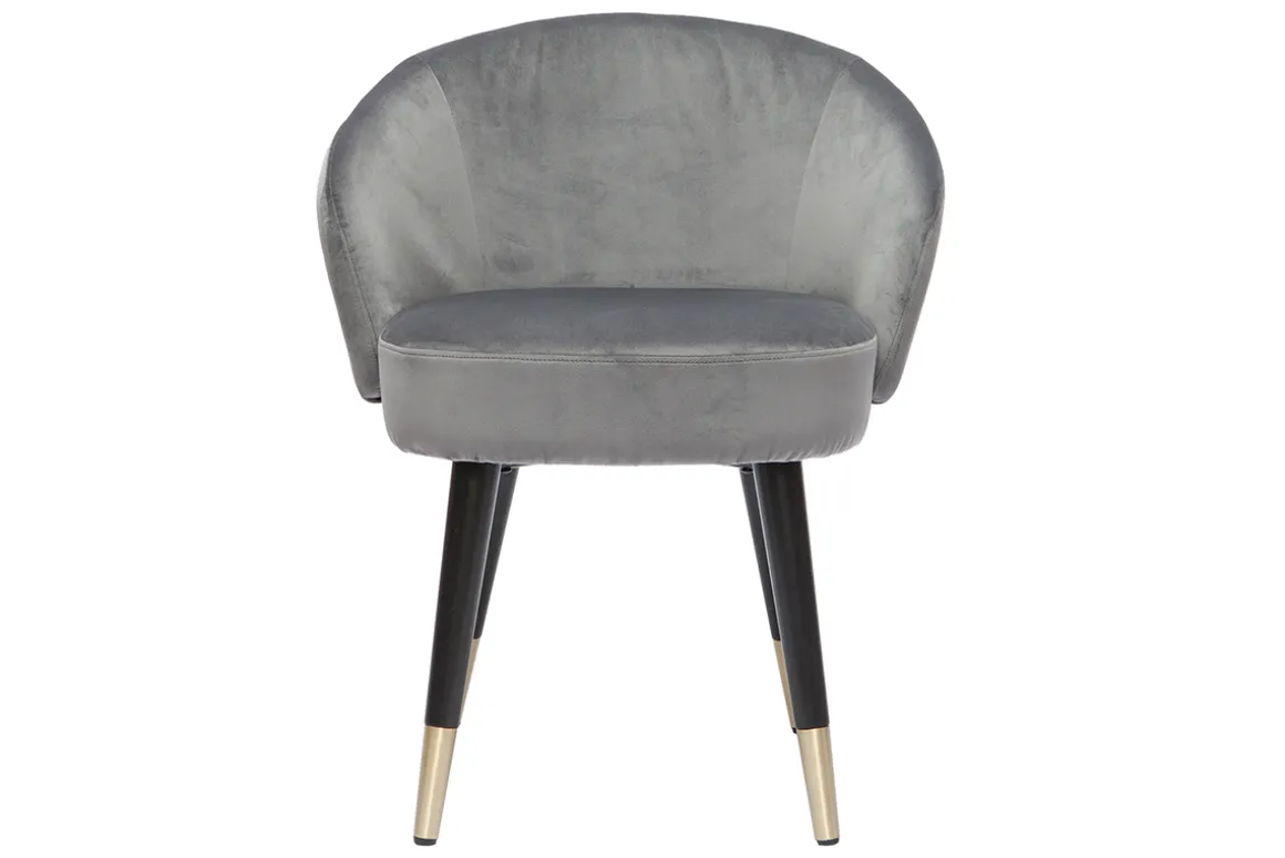 Miliboo Chaise Design-Chaises design en tissu velours gris, bois noir et métal doré (lot de 2) BRIZO