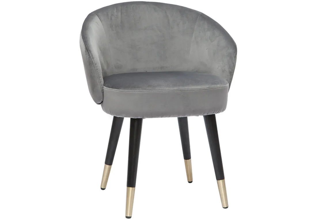 Miliboo Chaise Design-Chaises design en tissu velours gris, bois noir et métal doré (lot de 2) BRIZO