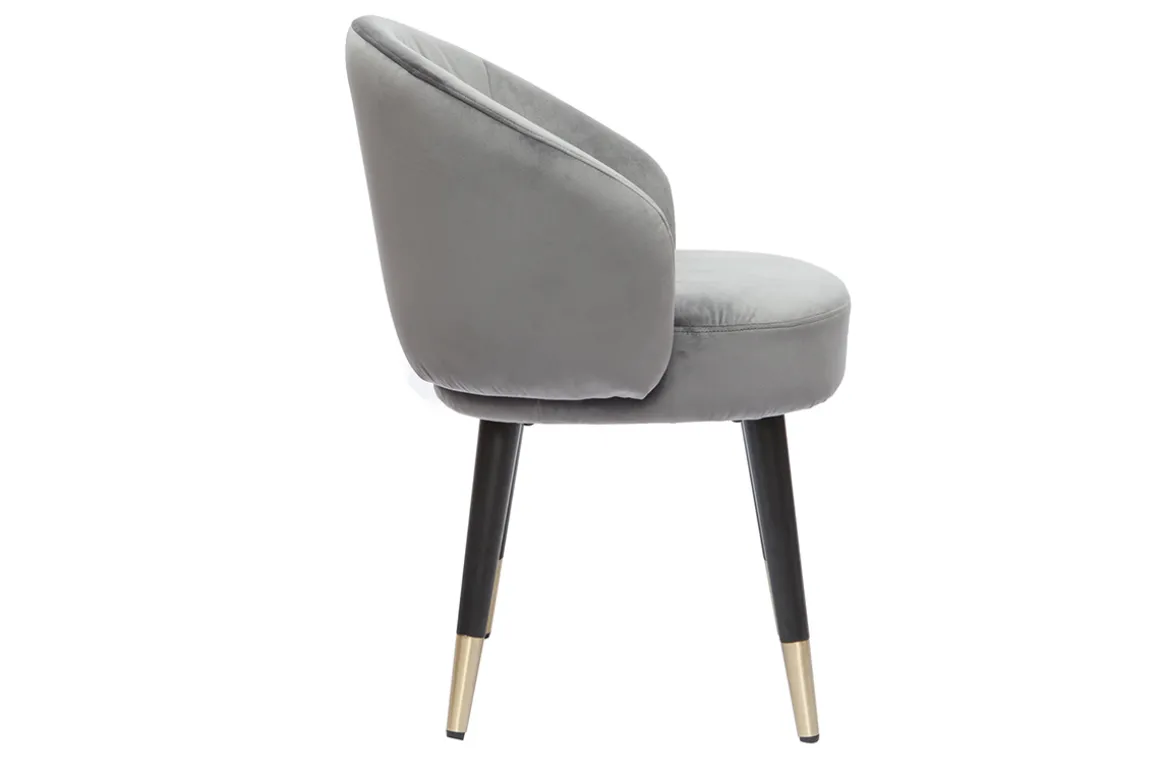 Miliboo Chaise Design-Chaises design en tissu velours gris, bois noir et métal doré (lot de 2) BRIZO