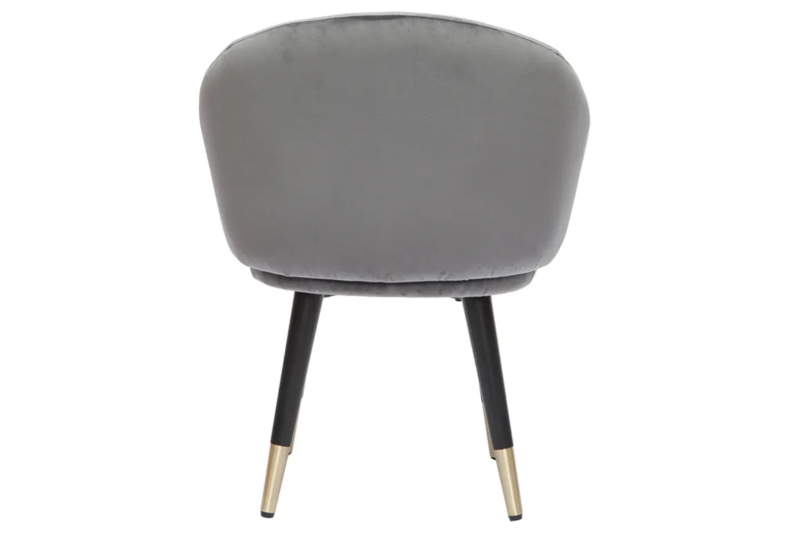 Miliboo Chaise Design-Chaises design en tissu velours gris, bois noir et métal doré (lot de 2) BRIZO