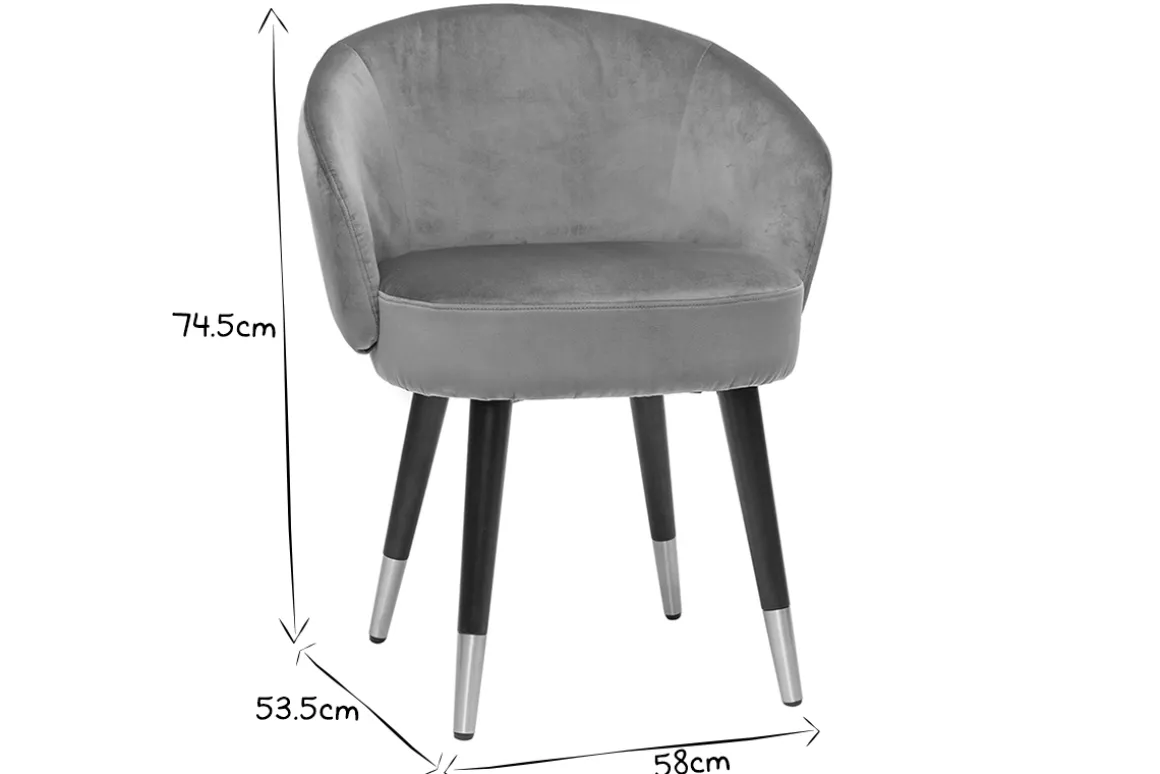 Miliboo Chaise Design-Chaises design en tissu velours gris, bois noir et métal doré (lot de 2) BRIZO