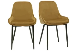 Miliboo Chaise Design-Chaises design en tissu velours bronze et métal noir (lot de 2) HOLO