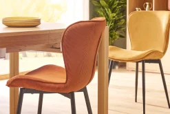 Miliboo Chaise Design-Chaises design en tissu velours côtelé terre brûlée et métal noir (lot de 2) ADDICT