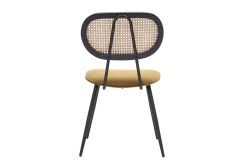 Miliboo Chaise Design-Chaises design en tissu velours bronze, métal noir et cannage rotin naturel (lot de 2) TOLMA