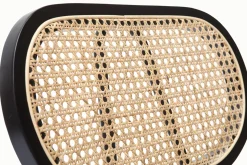 Miliboo Chaise Design-Chaises design en tissu velours bronze, métal noir et cannage rotin naturel (lot de 2) TOLMA