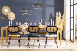 Miliboo Chaise Design-Chaises design en tissu velours bronze, métal noir et cannage rotin naturel (lot de 2) TOLMA