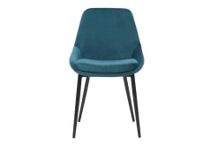 Miliboo Chaise Design-Chaises design en tissu velours bleu pétrole et métal noir (lot de 2) HOLO