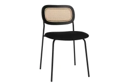 Miliboo Chaise Design-Chaises design en velours noir, métal noir et cannage rotin (lot de 2) MIRANDA