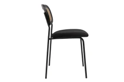 Miliboo Chaise Design-Chaises design en velours noir, métal noir et cannage rotin (lot de 2) MIRANDA