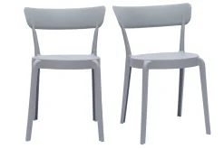 Miliboo Chaise De Jardin-Chaises design gris clair empilables intérieur - extérieur (lot de 2) RIOS