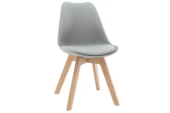 Miliboo Chaise Design-Chaises design gris et bois clair massif (lot de 2) PAULINE
