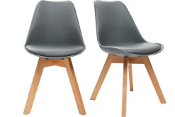 Miliboo Chaise Design-Chaises design grises avec pieds bois clair massif (lot de 2) PAULINE