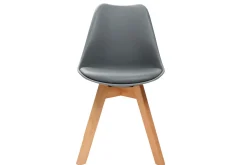 Miliboo Chaise Design-Chaises design grises avec pieds bois clair massif (lot de 2) PAULINE