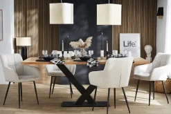 Miliboo Chaise Design-Chaises design matelassées en tissu effet velours texturé beige et métal noir (lot de 2) MONTERO